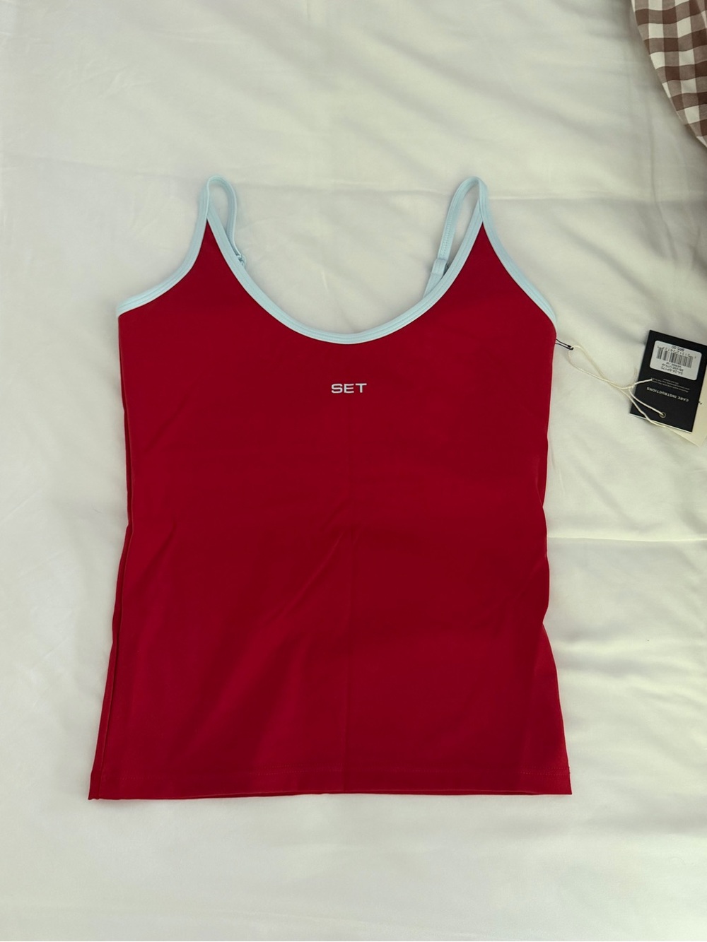 SET Active Red Camisole with Light Blue Trim